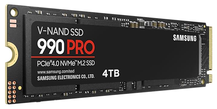Samsung 990 Pro 4TB Gen4 NVMe SSD 7450MB/s 6900MB/s R/W 1600K/1550K IOPS 2400TBW