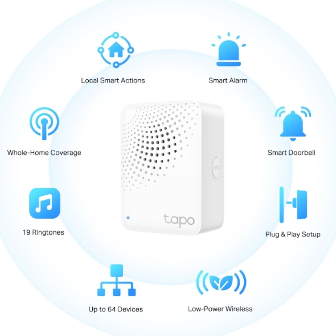 TP-Link Tapo Smart IoT Hub with Chime, Whole-Home Coverage, Low-Power Wireless Protocol , Smart Alarm, Smart Doorbell (Tapo H100ï¼‰