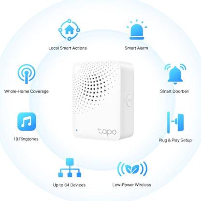 TP-Link Tapo Smart IoT Hub with Chime, Whole-Home Coverage, Low-Power Wireless Protocol , Smart Alarm, Smart Doorbell (Tapo H100ï¼‰