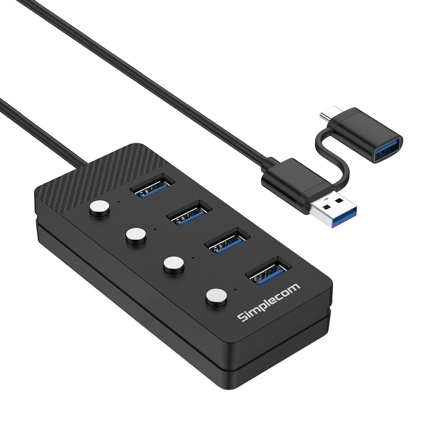 Simplecom CH345C SuperSpeed USB-A and USB-C to 4-Port USB 3.0 Hub 5Gbps Individu