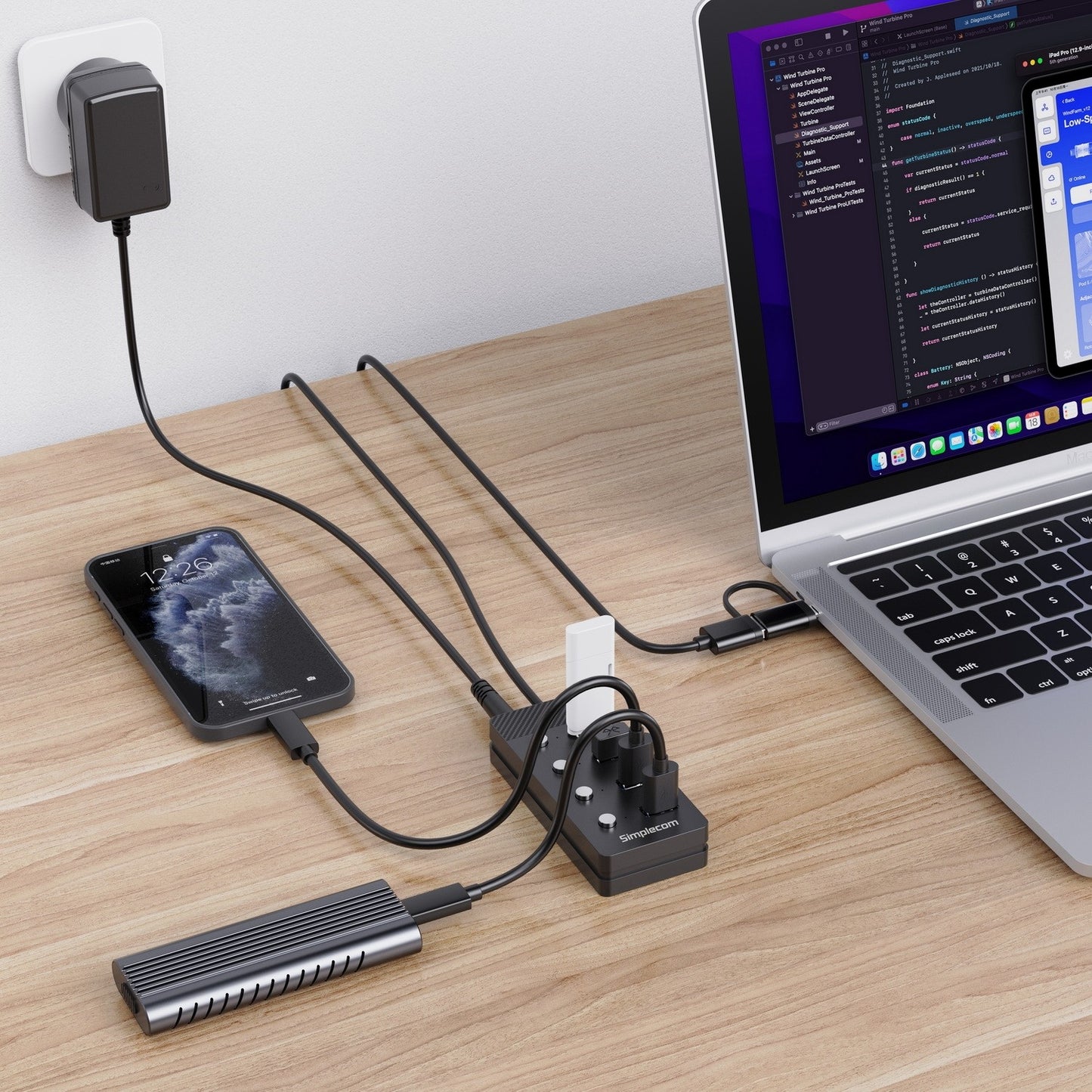 Simplecom CH345C SuperSpeed USB-A and USB-C to 4-Port USB 3.0 Hub 5Gbps Individu