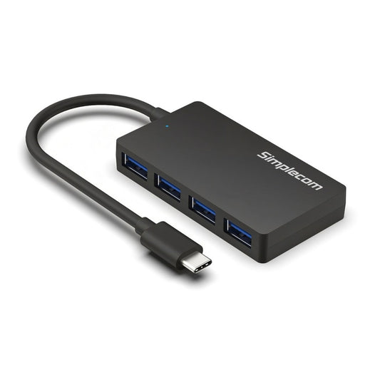 Simplecom CH350 SuperSpeed USB-C to 4xtUSB-A Hub USB 3.2 Gen1, 5Gbps, plug & play, bus-powered, ABS, 76Ã—41Ã—11mm, 35g, 15cm cable, Win/macOS compatibe