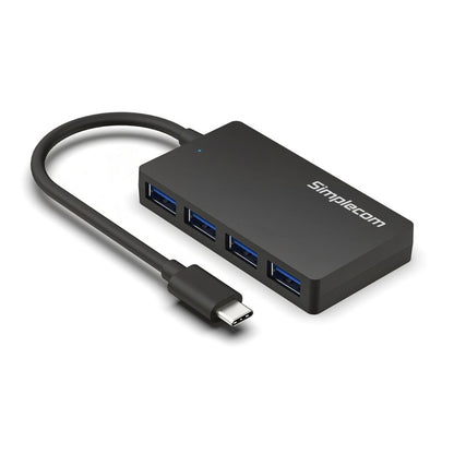 Simplecom CH352 USB-A to 4xPort SuperSpeed USB 3.2 Gen1, 5Gbps, plug & play, bus-powered, ABS, 76Ã—41Ã—11mm, 35g, 15cm cable, Win/macOS/Linux compatible