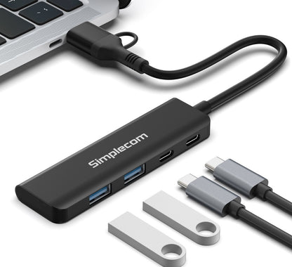 Simplecom CH385 SuperSpeed USB-A and USB-C 4-Port Combo Hub USB 3.2 Gen 1 (2x USB-A and 2x USB-C Ports)