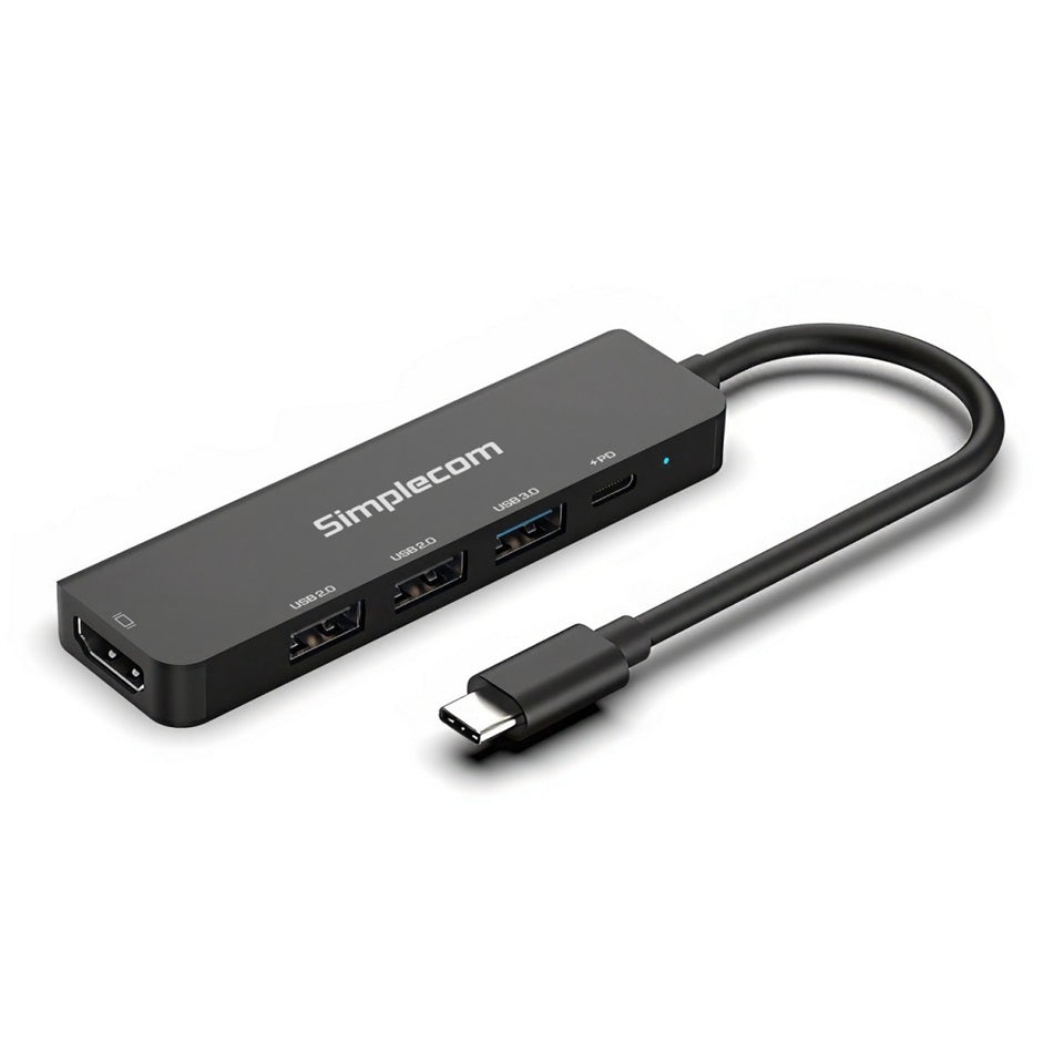 Simplecom CHT550 USB-C 5-in-1 Multiport Docking Station with USB Hub PD HDMI 2.0 4K@60Hz