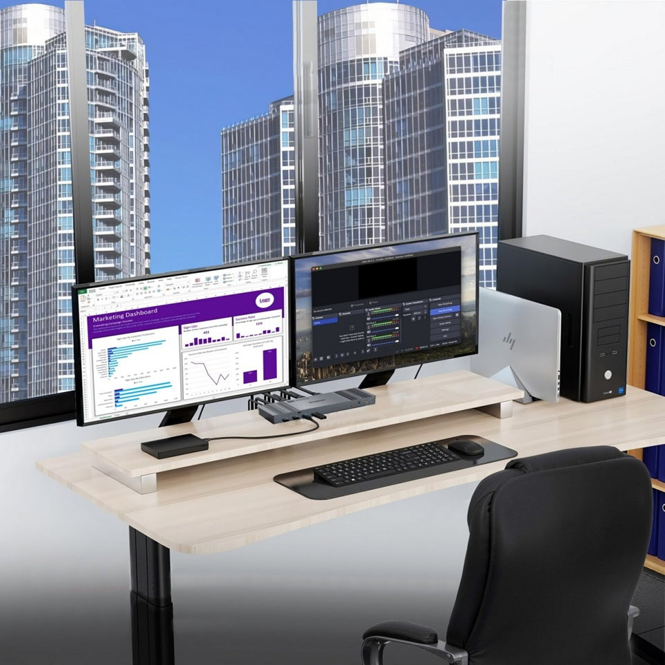 Simplecom KM490 HDMI and DisplayPort Dual Monitor KVM Switch for 2 Computers wit