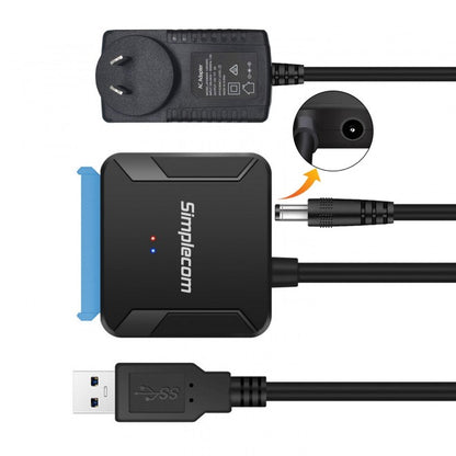Simplecom SA236 USB 3.0 to SATA Adapter Cable Converter with Power Supply for 2.