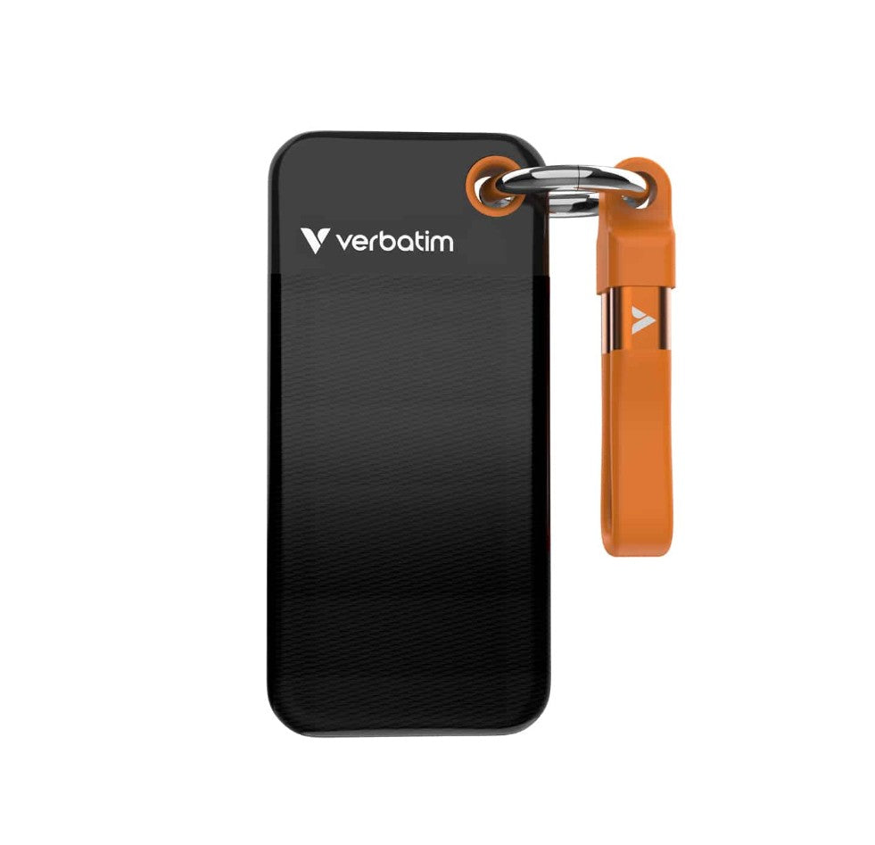 Verbatim 1TB Pocket SSD USB 3.2 Gen 2 1TB Black Orange Convenient Keyring cable