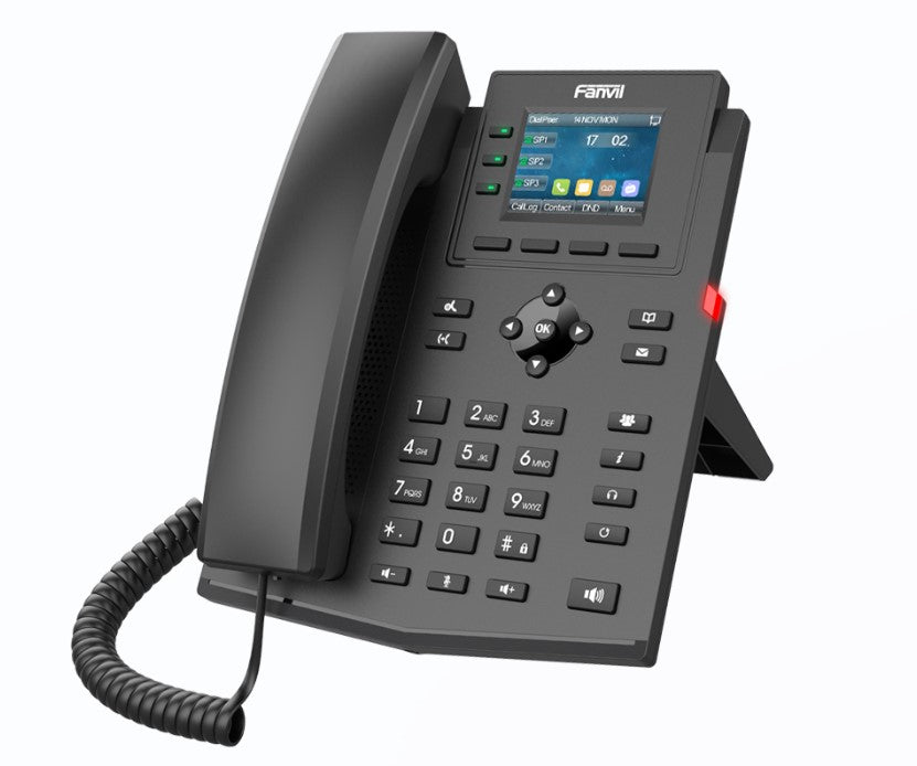 Fanvil X303W Enterprise IP Phone, 2.4-inch Color Screen, 4 SIP Lines, 6-party conferencing, HD audio, Built-in 2.4GHz & 5GHz Wi-Fi, External PS