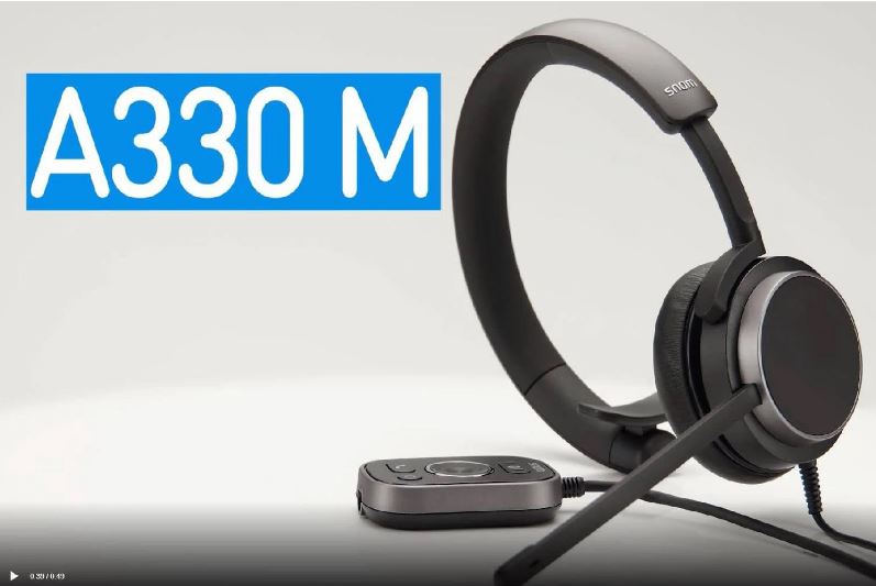 SNOM A330M Over-Ear USB-A Mono Headset, Passive Noise Cancellation, Black, USB/RJ9/3.5 Jack Cable with 0 Control, Soft PU Leather