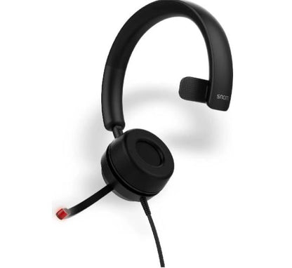 SNOM A330M Over-Ear USB-A Mono Headset, Passive Noise Cancellation, Black, USB/RJ9/3.5 Jack Cable with 0 Control, Soft PU Leather