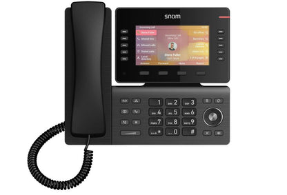 SNOM D865 Large tiltable 5 inch IPS colour display 2x USB 2.0 high speed connection 10 programmable function keys Dual-band Wi-Fi and Bluetooth