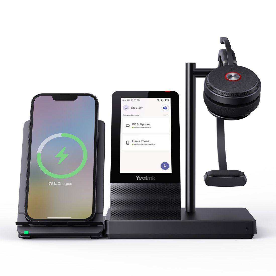 Yealink WH66 Mono Teams DECT Wireless Headset, UC Workstation, HD Voice, 2-Mic Noise Cancellation&330° Adjustable, Leather Ear Cushions, Zoom