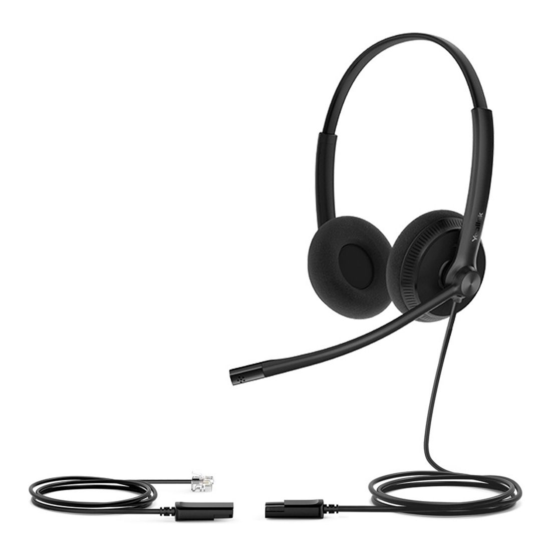 Yealink YHS34 Lite Dual Wired Headset with QD to RJ Port, Wideband Noise-Canceling Headset, Binaural Ear, RJ9, QD Cord, Foamy Ear Cushion