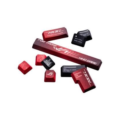 ASUS ROG Dye-Sub PBT Keycaps for ROG NX switches are made of premium, durable PBT and feature dye-sublimated legends and stylish ROG elements.