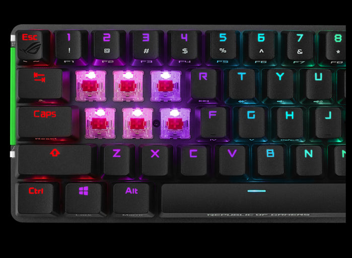 ASUS M601 ROG FALCHION NX Red Switch Compact 65% Wireless Mechanical Gaming Keyboard, 68 Keys, Interactive Touch panel, 450 Hours, ROG NX Switches, RG