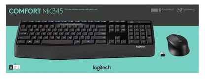 Logitech MK345 Wireless Keyboard & Mouse Combo Full Size 12 Media Key Long Batte