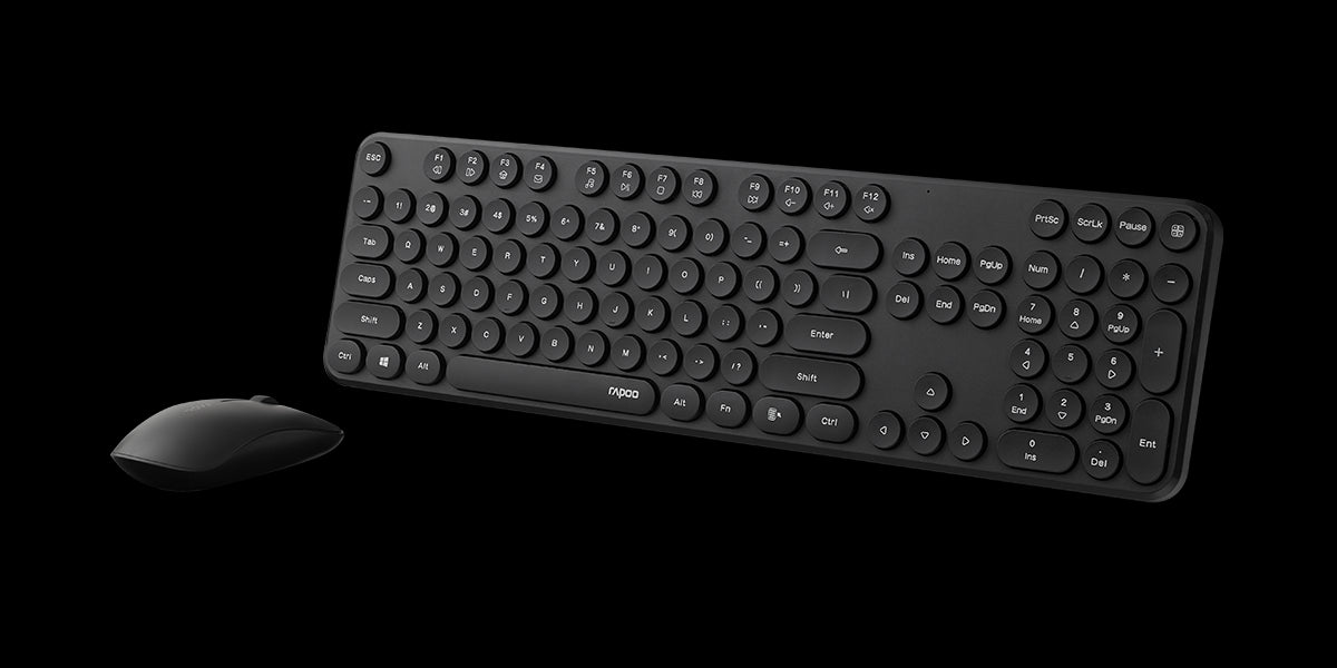 RAPOO Wireless Stylish, Spill-Resistant, Retro Style Round Key, 1000DPI, 2.4G Co