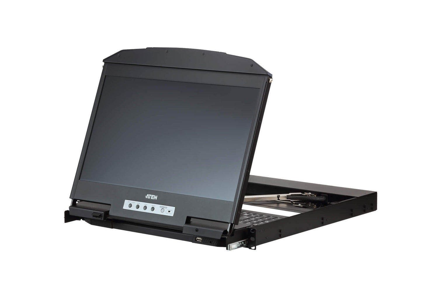 Aten Rackmount Dual Rail LCD Console VGA,HDMI,DVI & USB w/ 18.5' LCD Display, 1x Custom KVM Cable Included, 1920x1080@60hz Display, LED Illumination L