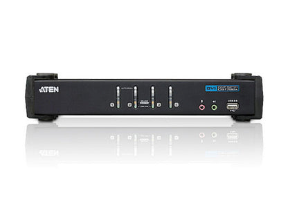 Aten Desktop KVMP Switch 4 Port Single Display DVI w/ audio, 4x Custom KVM Cables Included, 2x USB Port, Selection Via Front Panel