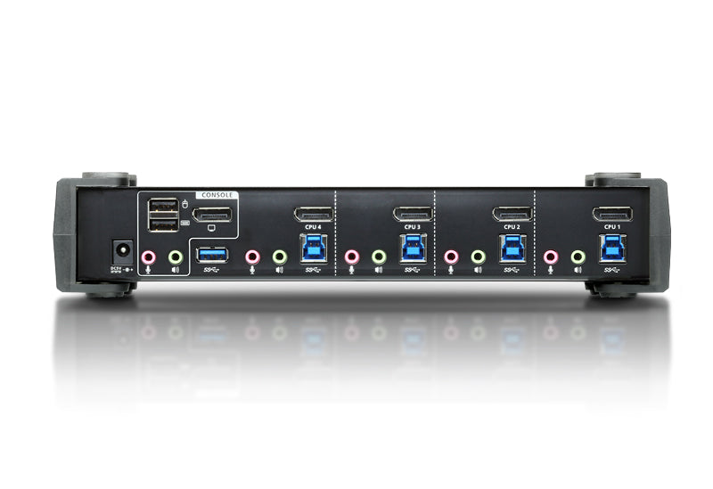 Aten Desktop KVMP Switch 4 Port Single Display 4k DisplayPort w/ audio, Cables Included, 2x USB Port, Selection Via Front Panel