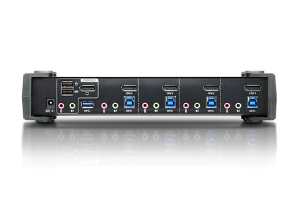 Aten Desktop KVMP Switch 4 Port Single Display 4k DisplayPort w/ audio, Cables Included, 2x USB Port, Selection Via Front Panel