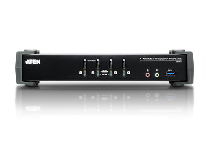Aten Desktop KVMP Switch 4 Port Single Display 4k DisplayPort w/ audio, Cables Included, 2x USB Port, Selection Via Front Panel