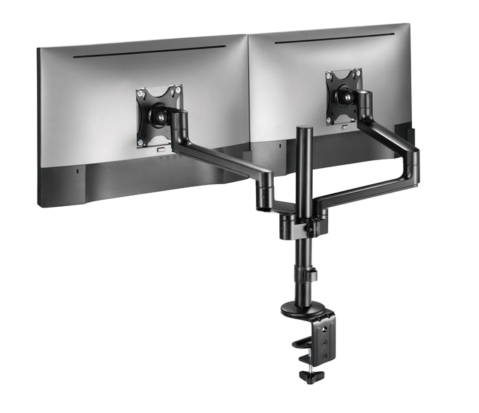 Astrotek Dual Monitor Arm Desk Mount Height Adjustable Stand for 2x LCD Display 23.8' 24' 27' 31.5' 32' 8kg 30° Tilt 180° Swivel 360° Pivot VESA LS