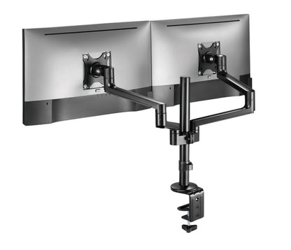Astrotek Dual Monitor Arm Desk Mount Height Adjustable Stand for 2x LCD Display 23.8' 24' 27' 31.5' 32' 8kg 30° Tilt 180° Swivel 360° Pivot VESA LS