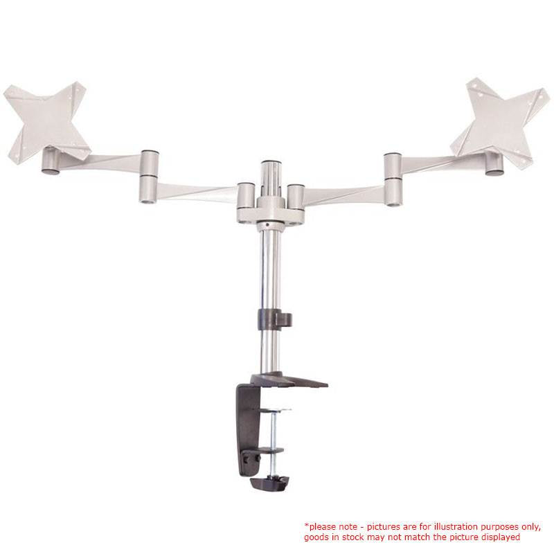 Astrotek Dual Monitor Arm Desk Mount Height Adjustable Stand for 2x LCD Display 23.8' 24' 27' 31.5' 32' 8kg 30° Tilt 180° Swivel 360° Pivot VESA LS