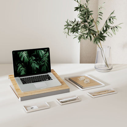 Brateck 2-in-1 Desktop Storage Box,  402x346x36mm, Weight Capacity:  5kg, Removeable Tray: organizes and stores small items (LS)