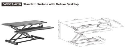 Brateck Gas Spring Sit Stand Desk Converter (950x615x110~505mm)with Keyboard Tray Deck(Standard MDF Board Surface (LS)