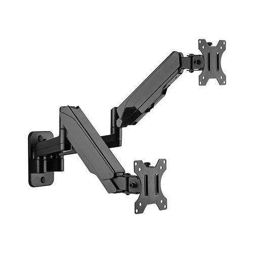 Brateck Dual Monitor Wall Mounted Gas Spring Monitor Arm 17'-32',Weight Capacity (per screen)8kg, Matte Black