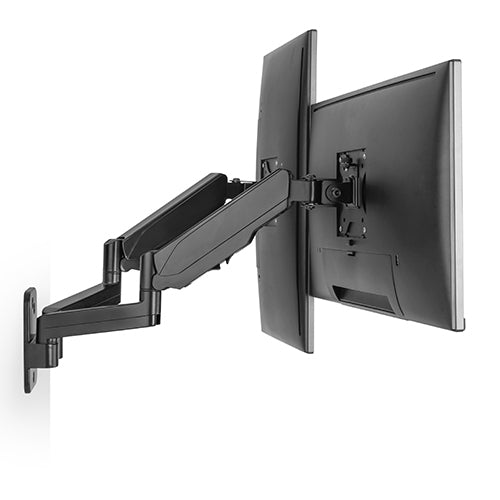 Brateck Dual Monitor Wall Mounted Gas Spring Monitor Arm 17'-32',Weight Capacity (per screen)8kg, Matte Black