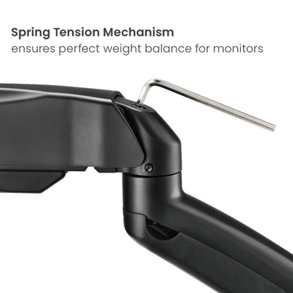 Brateck Economy Single Screen Spring-Assisted Monitor Arm Fit Most 17'-32' Monitor Up to 9 kg VESA 75x75/100x100, Matte Black