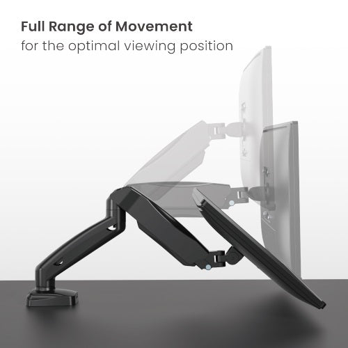 Brateck Economy Single Screen Spring-Assisted Monitor Arm Fit Most 17'-32' Monitor Up to 9 kg VESA 75x75/100x100, Matte Black