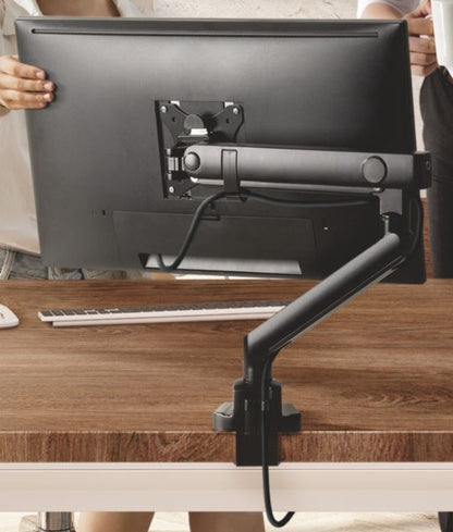 Brateck Single Monitor Aluminium Slim Mechanical Spring Monitor Arm Fit Most 17'-32' Monitor Up to 8kg per screen VESA 75x75/100x100 (LS)