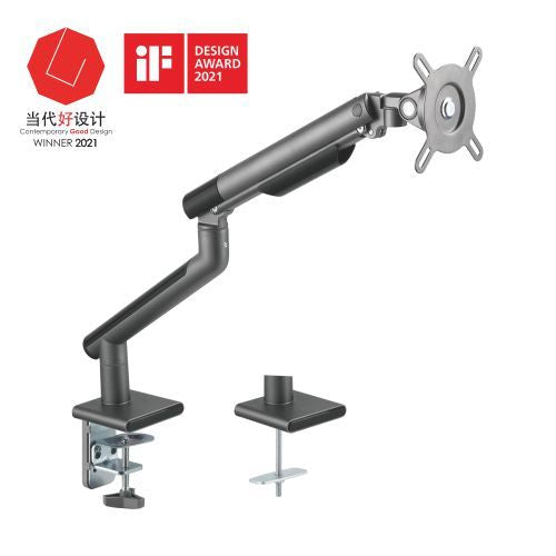 Brateck Single Monitor Premium Slim Aluminum Spring-Assisted Monitor Arm Fix Most 17'-32' Monitor Up to 9kg per screen VESA 75x75/100x100 - Grey (LS)