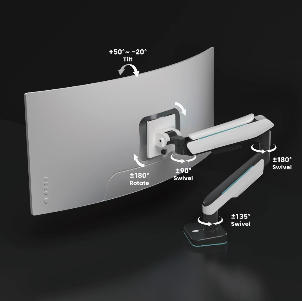 Brateck Single Heavy-Duty Gaming Monitor Arm Fit Most 17'-49' Monitor Up to 20KG, Fit Curved Monitor,  VESA 75x75,100x100 (LS)