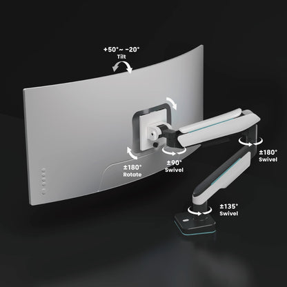 Brateck Single Heavy-Duty Gaming Monitor Arm Fit Most 17'-49' Monitor Up to 20KG, Fit Curved Monitor,  VESA 75x75,100x100 (LS)