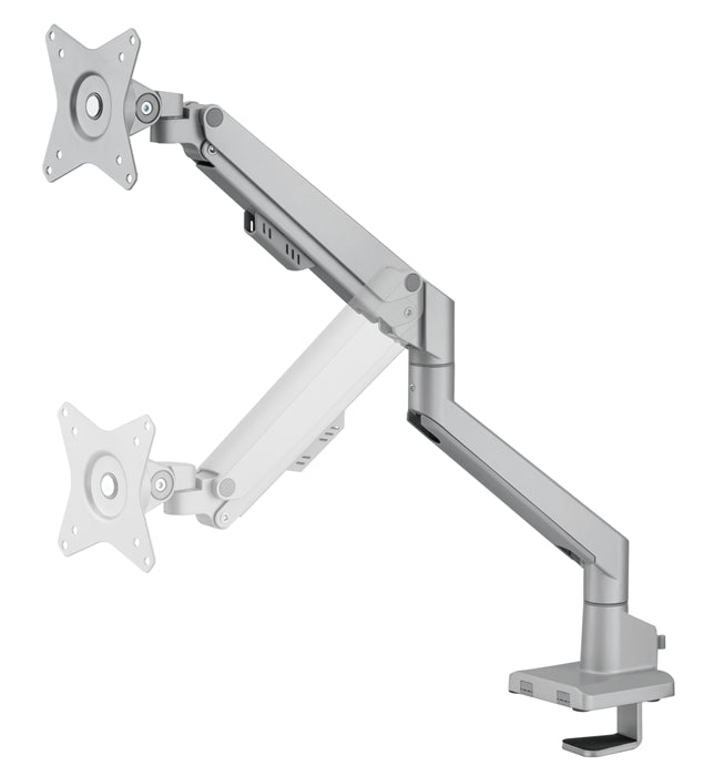 Brateck Single Monitor Thin Gas Spring Monitor Arm Fit Most 17'-32' Monitors, Up to 9kg per screen VESA 75x75/100x100 Matte Silver (LS)