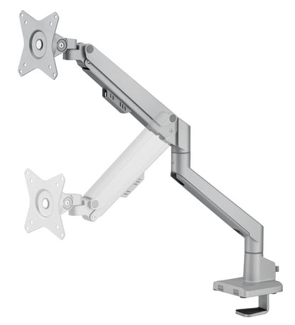 Brateck Single Monitor Thin Gas Spring Monitor Arm Fit Most 17'-32' Monitors, Up to 9kg per screen VESA 75x75/100x100 Matte Silver (LS)