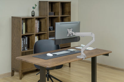 Brateck Single Monitor Thin Gas Spring Monitor Arm Fit Most 17'-32' Monitors, Up to 9kg per screen VESA 75x75/100x100 Matte Silver (LS)
