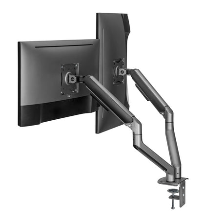Brateck Dual Monitor Economical Spring-Assisted Monitor Arm Fit Most 17'-32' Monitors, Up to 9kg per screen VESA 75x75/100x100 Space Grey