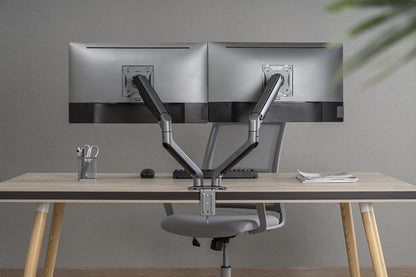 Brateck Dual Monitor Economical Spring-Assisted Monitor Arm Fit Most 17'-32' Monitors, Up to 9kg per screen VESA 75x75/100x100 Space Grey
