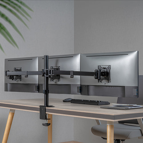 Brateck Triple-Monitor Steel Articulating Monitor Mount Fit Most 17'-27' Monitor Weight Capacity (per screen):7kg, VESA: 75x75,100x100(Black) ï¼ˆLSï¼‰
