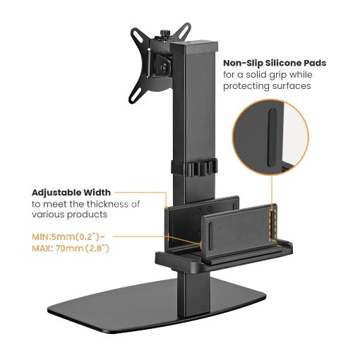 Brateck Vertical Lift Monitor Stand With Thin Client CPU Mount  Fit Most 17'-32' Monitor Up to 8KG VESA 75x75,100x100(Black) (LS)