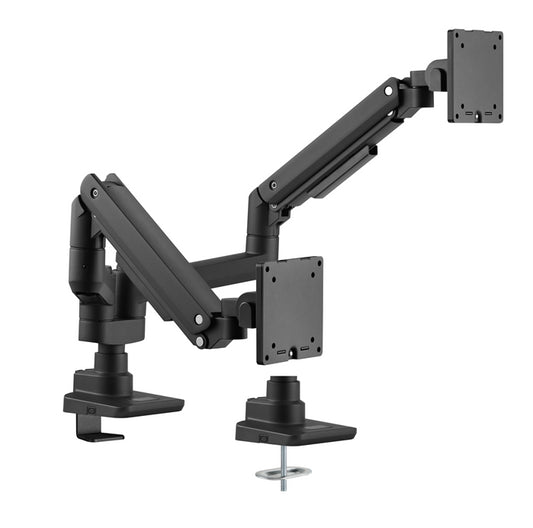 Brateck Fabulous Pole-Mounted Gas Spring Dual Monitor Arm Fit Most 17'-35' Monitors, Up to 20kg per screen VESA 75x75/100x100 Fine Texture Black ï¼ˆLSï¼‰