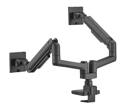 Brateck Fabulous Pole-Mounted Gas Spring Dual Monitor Arm Fit Most 17'-35' Monitors, Up to 20kg per screen VESA 75x75/100x100 Fine Texture Black ï¼ˆLSï¼‰