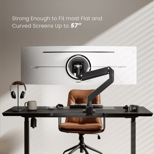 Brateck LDT80-C012 SUPER HEAVY-DUTY GAS SPRING MONITOR ARM For most 17'~57' Monitors, Fit Curved Monitor, Matte Black